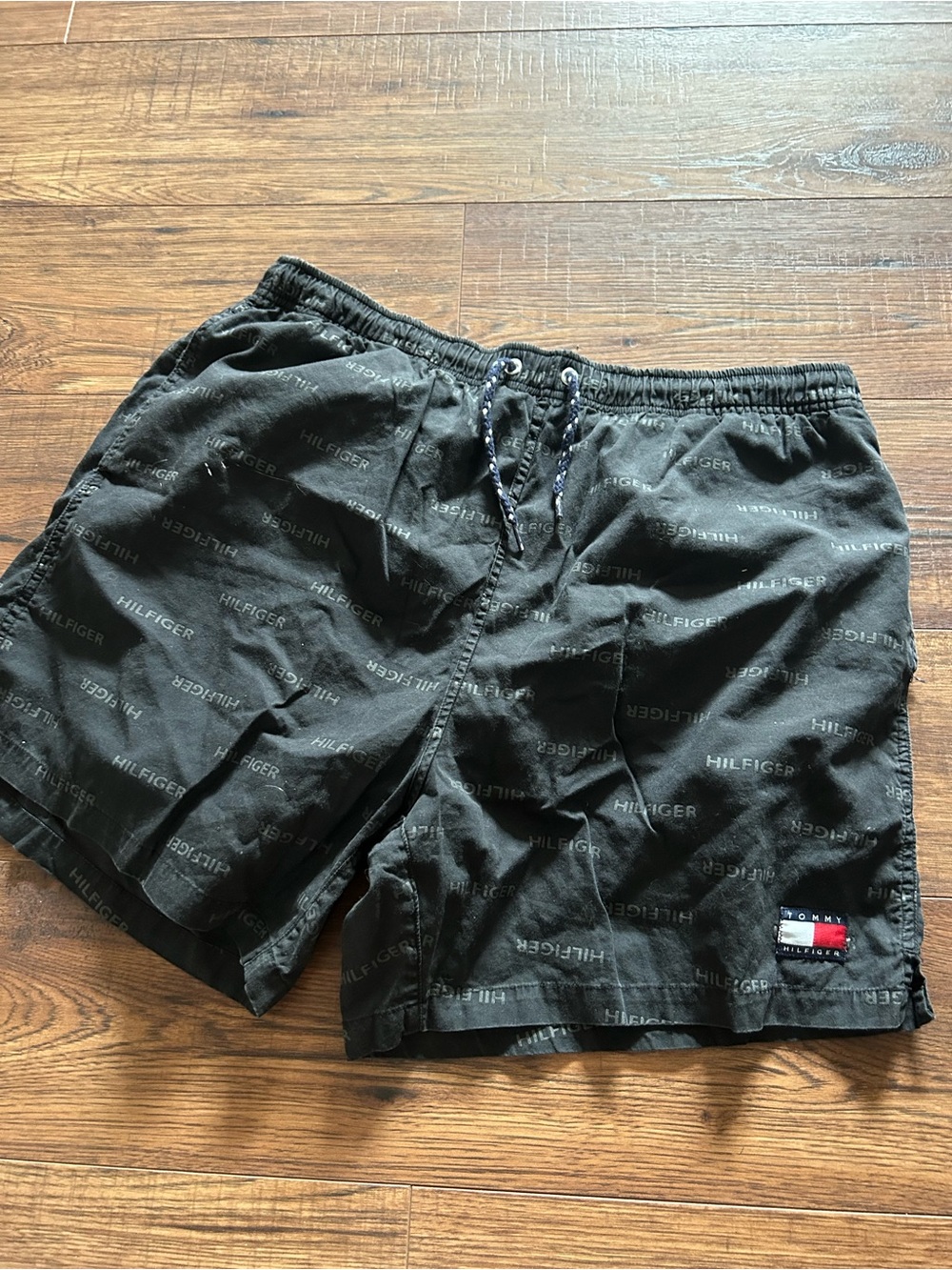 Vintage Tommy Hilfiger Black Logo Swim Trunks Shorts